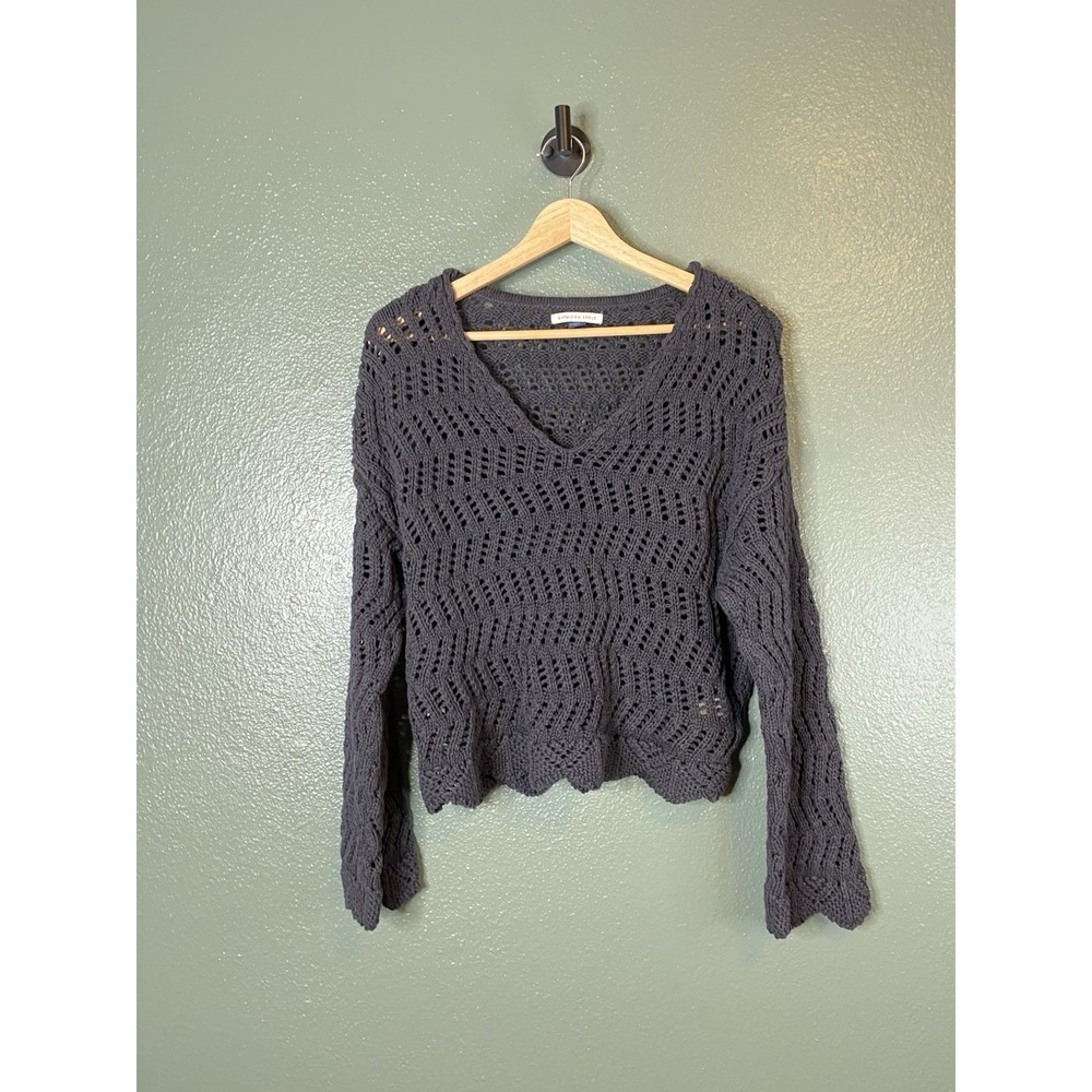 American Eagle Outfitters‎ Womens Peach Black Sleeve Pullover Sweater Size Small